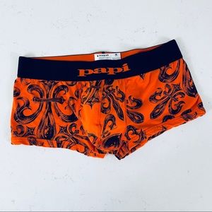 Men’s orange Papi graphic trunks